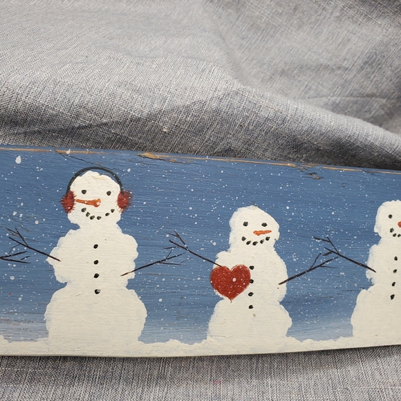 Handpainted Folkart Snowmen Wall Decor - Picture 6 of 10